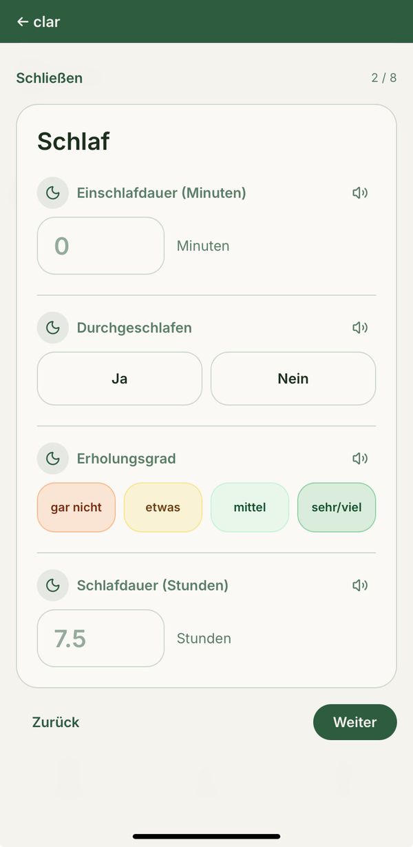 clar·log Schlaf-Erfassung